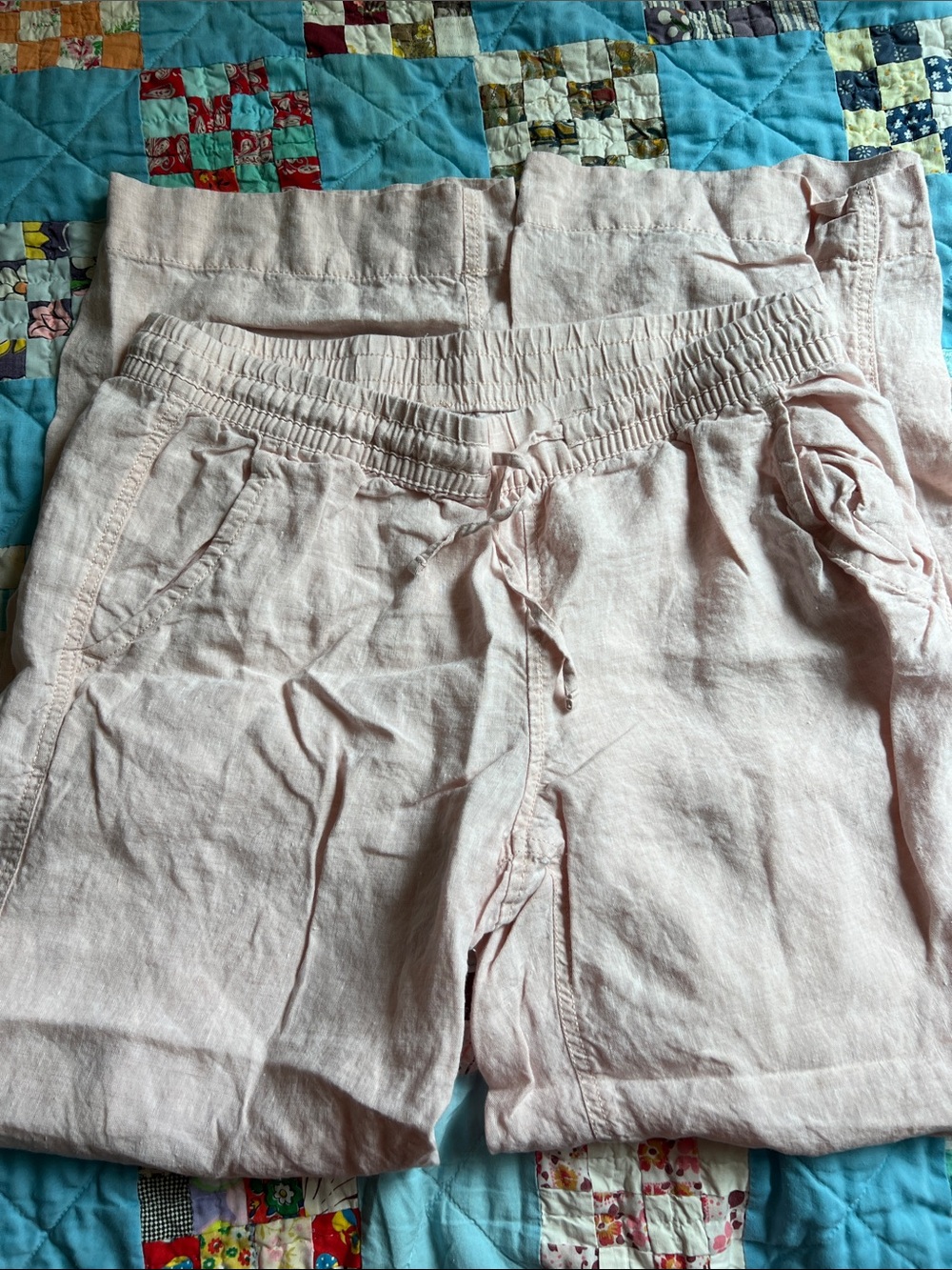 L.L. Bean Pale  Pink Drawstring Linen Blend Pants